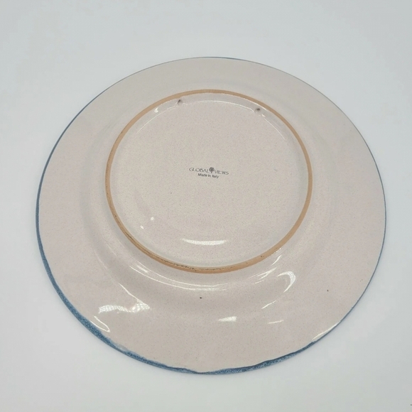 Italian Countryside Decorative Plate — Blue & Ivory —Global Views, Made in Italy - Picture 4 of 5